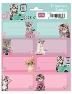 ETIQUETA ESCOLAR ERIK 158x20 STUDIO PETS CATS