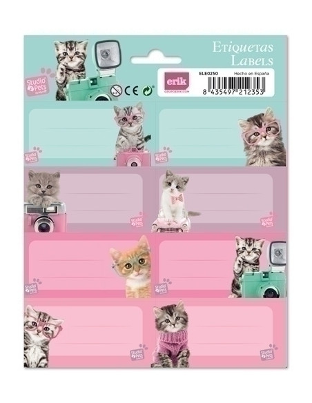 ETIQUETA ESCOLAR ERIK 158x20 STUDIO PETS CATS
