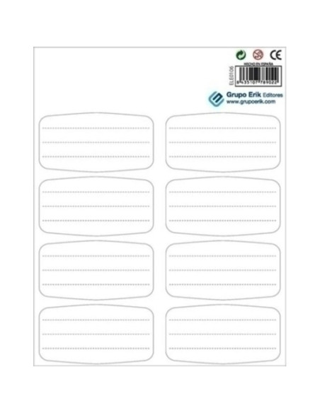 ETIQUETA ESCOLAR ERIK 8x4 cm COLOR WHITE 16 ud ETIQUETA ESCOLAR ERIK 8x4 cm COLOR WHITE 16 ud