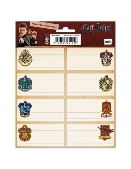 ETIQUETA ESCOLAR ERIK 8x4 cm HARRY POTTER ESCUDOS 16 ud ETIQUETA ESCOLAR ERIK 8x4 cm HARRY POTTER ESCUDOS 16 ud