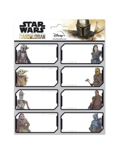 ETIQUETA ESCOLAR ERIK 8x4 cm THE MANDALORIAN 16 ud