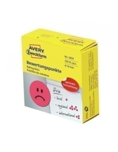 ETIQUETA ESCOLAR ZDESING AVERY MOTIVACIONAL CARA TRISTE ROJO 1 ROLLO 250 UND