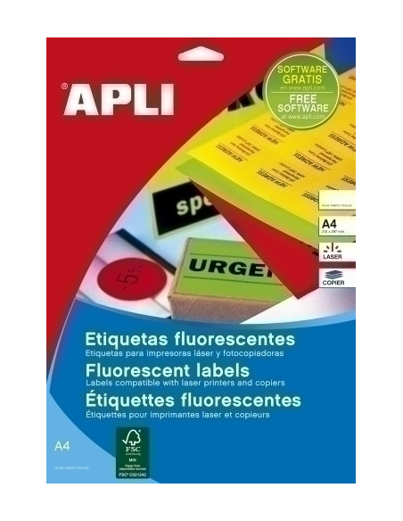 ETIQUETAS ADHIMPRAPLI A4 FLUOR AMARILLO LS-CP CROMOS CAJA 100h 991x677 mm 800 uds12985