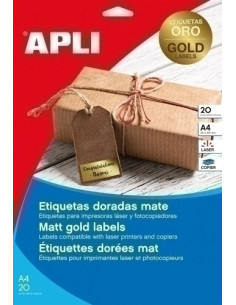 ETIQUETAS ADHIMPRAPLI A4 POLYESTER MATE BLISTER 20h ORO 457x212 mm CRECTOS 960 uds14886