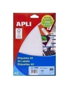 ETIQUETAS ADHIMPRAPLI A5 BLANCA CRECTOS BLISTER 15h  21x746 mm 300 uds01868