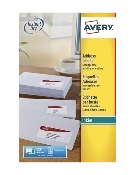 ETIQUETAS ADHIMPRAVERY A4 BLANCA CROMOS INKJET CAJA 25h 991x381 mm 350 udsJ8163