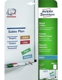 ETIQUETAS ADHIMPRAVERY A4 BLANCA CARTELES MAGNETICOS CRECTOS INKJET CAJA 5h A4 217x297 mm 5 udsJ8867