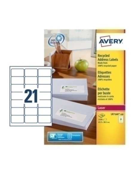 ETIQUETAS ADHIMPRAVERY A4 BLANCA RECICLADA LASER 635x381 mm CAJA 15h 315 uds