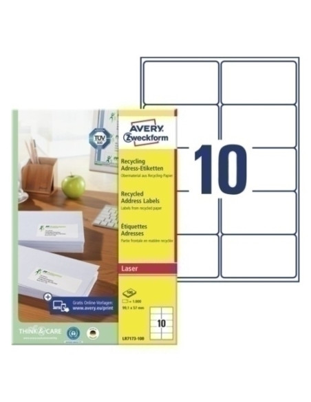 ETIQUETAS ADHIMPRAVERY A4 BLANCA RECICLADA LASER 991x57 mm CAJA 15h 150 uds