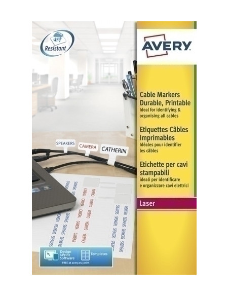 ETIQUETAS ADHIMPRAVERY A4 IDENTIFICACION de CABLES LASER CAJA 20h  60x40 mm 480 udsL7950