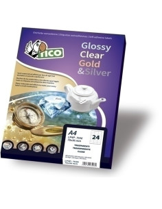 ETIQUETAS ADHIMPRTICO A4 BLANCA BRILLANTE LASER CAJA 100h 210x297 mm RECTANGULAR 100 udsPG4-210297