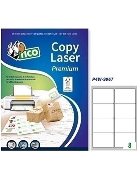 ETIQUETAS ADHIMPRTICO A4 COPY LASER CAJA 100h 99x677 mm 800 udsLP4W-9967