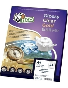 ETIQUETAS ADHIMPRTICO A4 SATINADA ORO LASER CAJA 100h 37x13 mm OVALADA 9000 udsGL4-3713