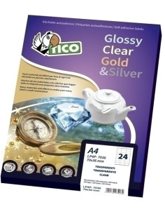 ETIQUETAS ADHIMPRTICO A4 SATINADA PLATA LASER CAJA 100h 44x16 mm OVALADA 6000 udsSL4-4416