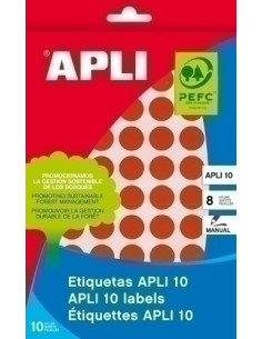 ETIQUETAS ADHMANUALES BOLSA APLI COLOR ROJO 8h CROMOS 25x40 mm 128 uds02756