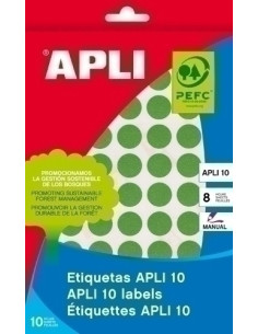 ETIQUETAS ADHMANUALES BOLSA APLI COLOR VERDE 8h CROMOS 25x40 mm 128 uds02757