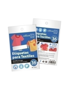 ETIQUETAS ADHMANUALES BOLSA OFFICE BOX TEXTIL IDENTIFICA TU ROPA 45x12 mm 36 uds