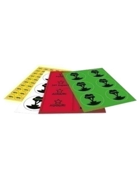 ETIQUETAS ADHMANUALES TICO BLANCA Y FLUOR TAMAÑOS SURTIDOS PACK DE 10