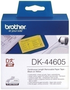 ETIQUETAS BROTHER CONTINUA PAPEL AMARILLO REMOVIBLE 62 mm ROLLO 3048 m DK44605