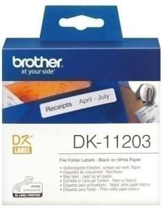 ETIQUETAS BROTHER PRECORTADA PAPEL BLANCO 17x87 mm ROLLO 300 uds PARA CARPETAS DK11203