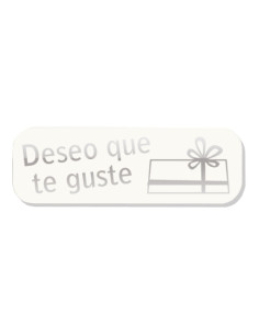 ETIQUETAS REGALO ADH HOLOGRAFICAS ROLLO  250 uds 45x15  DESEO QUE TE GUSTE  BLANCO