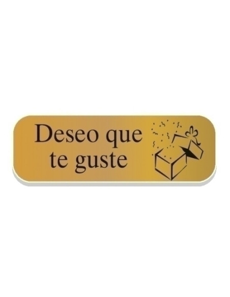 ETIQUETAS REGALO ADH HOLOGRAFICAS ROLLO  250 uds 45x15  DESEO QUE TE GUSTE  ORO