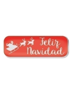 ETIQUETAS REGALO ADH HOLOGRAFICAS ROLLO  250 uds 45x15  FELIZ NAVIDAD  ROJO