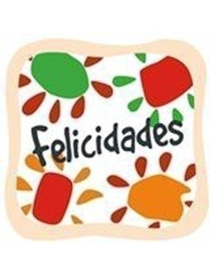 ETIQUETAS REGALO ADH ROLLO  250 uds  FELICIDADES  COLOR Medida real 45 cm x 45 cm