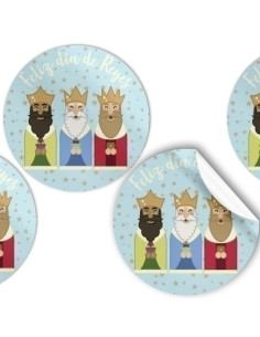 ETIQUETAS REGALO ADH ROLLO  250 uds 30x50 REDONDAS NAVIDAD REYES MAGOS