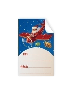 ETIQUETAS REGALO ADH ROLLO  250 uds 50x30 NOMBRES NAVIDAD AVION PAPA NOEL