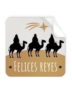 ETIQUETAS REGALO ADH ROLLO  250 uds CUADRADAS 40x40 NAVIDAD  FELICES REYES