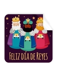 ETIQUETAS REGALO ADH ROLLO  250 uds CUADRADAS 40x40 NAVIDAD  FELIZ DIA DE REYES