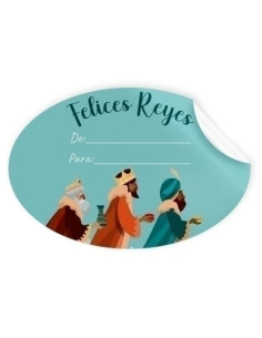 ETIQUETAS REGALO ADH ROLLO  250 uds OVALADAS 60x40 NAVIDAD  FELICES REYES