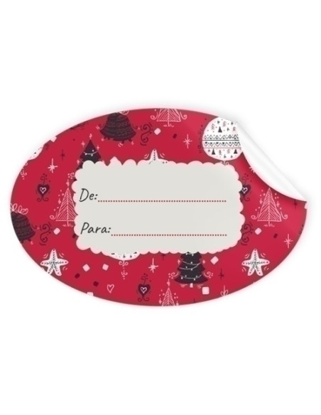 ETIQUETAS REGALO ADH ROLLO  250 uds OVALADAS 60x40 NAVIDAD  ROJA