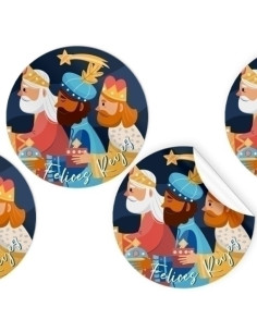 ETIQUETAS REGALO ADH ROLLO  250 uds REDONDAS Ø 40 NAVIDAD  FFELICES REYES