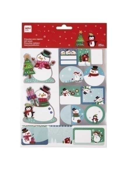 ETIQUETAS REGALO BOLSA APLI NAVIDAD PINGÜINO PATINA 2h 19817