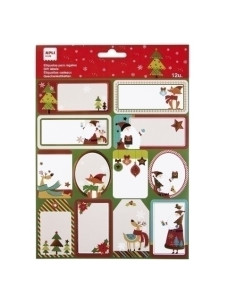 ETIQUETAS REGALO BOLSA APLI NAVIDAD RENO BUFANDA 1h 19815