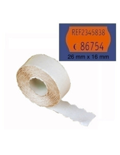 ETIQUETAS de PRECIOS PRYSE ADHREMOVIBLE 26x16 mm ONDA NARANJA FLUOR ROLLO 1000 uds
