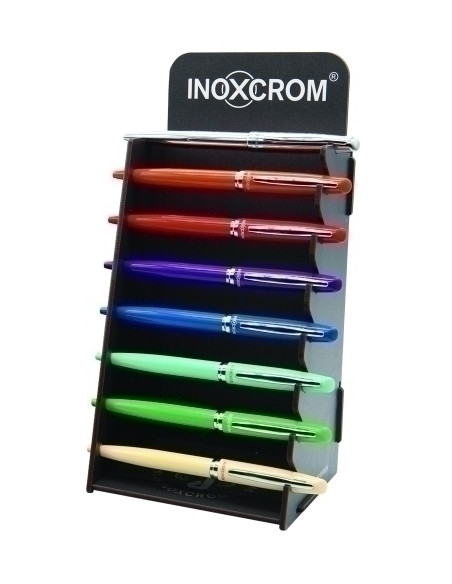 EXPOSITOR INOXCROM PRIME METALICO LACADO SURTIDO DE 18 9x BOLIGRAFO 3x ROLLER 6x PLUMA