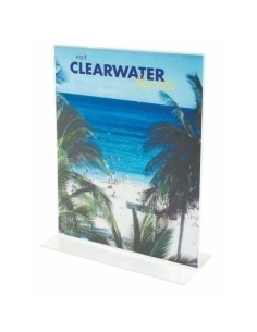 EXPOSITOR SOBREMESA FAIBO EN FORMA DE T A4 VERTICAL CRISTAL