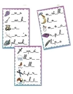 FICHAS  KLUGER ASOCIA LAS VOCALES 30 fichas 10X3 reutilizables 3 AÑOS