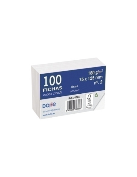 FICHAS DOHE LISAS  75x125mm N2 paquete de 100