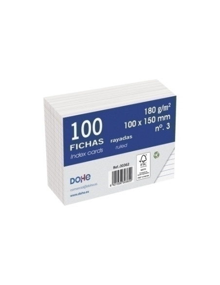 FICHAS DOHE RAYADAS 100x150mm N3 paquete de 100