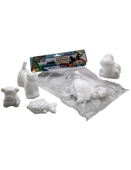 FIGURAS POLIESPAN SURTIDO BOLSA 6 Gato Pez Dinosaurio Tortuga Oso Conejo