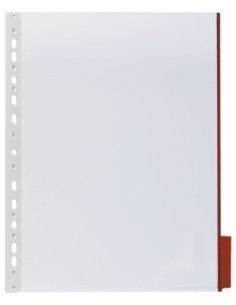 FUNDA DURABLE DIN-A4 PESTAÑA ROJA PAQUETE de 5