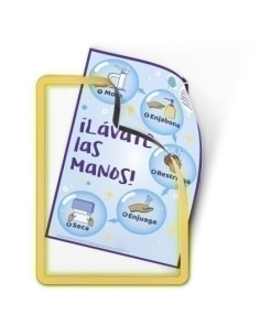 FUNDA PORTA CARTELES TARIFOLD MAGNETO A4 VERTICALHORIZONTAL REMOVIBLE AMARILLO PACK de 2