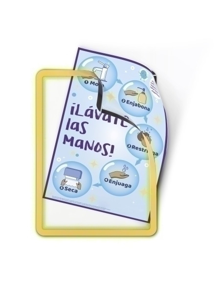 FUNDA PORTA CARTELES TARIFOLD MAGNETO A4 VERTICALHORIZONTAL REMOVIBLE AMARILLO PACK de 2