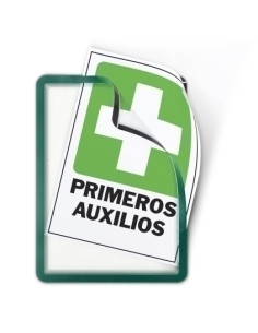 FUNDA PORTA CARTELES TARIFOLD MAGNETO A4 VERTICALHORIZONTAL REMOVIBLE VERDE PACK de 2