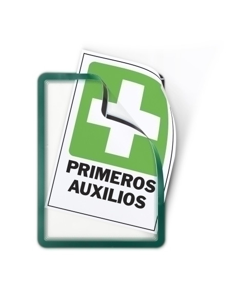 FUNDA PORTA CARTELES TARIFOLD MAGNETO A4 VERTICALHORIZONTAL REMOVIBLE VERDE PACK de 2