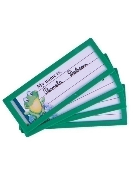 FUNDA PORTA CARTELES TARIFOLD MARCO DE IDENTIFICACION RIGIDO 120x45 mm PERMANENTE VERDE PACK de 4